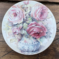 Poole Pottery Transfer Plate - Pink Flowers in Vase - Design 4