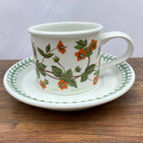 Portmeirion Botanic Garden Tea Cup & Saucer (Drum Shape) - Scarlet Pimpernel