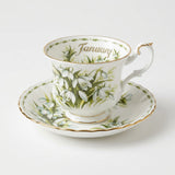 Flower of the Month Tea Cup & Saucer (Jan - Snowdrops)
