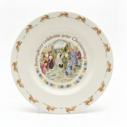 Royal Doulton Bunnykins Christening Plate - Modern Font Scene