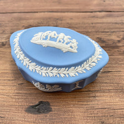 Wedgwood Jasperware Blue Oval Trinket Box - Cherubs