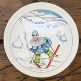 Poole Pottery Transfer Plate - Harelquin - Skiing