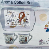 Creative Tops Born To Shop Aroma Coffee Set - 2 Porcelain Mugs and Scatter Tray