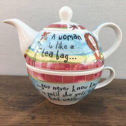 Johnson Bros Born To Shop Teapot/Tea Cup Combo