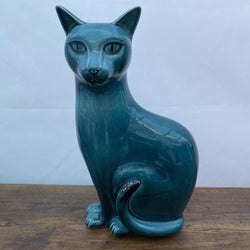 Poole Pottery Blue Dolphin Glaze Large Cat