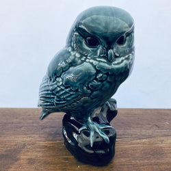 Poole Pottery Blue Dolphin Glaze Owl with Black Base