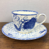Poole Pottery Blue Leaf Tea Cup & Saucer