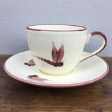 Poole Pottery Dragonfly Burgundy Tea Cup & Saucer