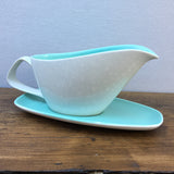 Poole Ice Green & Seagull Gravy Boat and Stand (Contour)