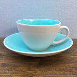 Poole Pottery Ice Green & Mushroom Wide Tea Cup & Saucers (Streamline)
