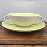 Poole Pottery Lime Yellow & Seagull Soup Cup & Saucer