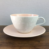 Poole Pottery Peach Bloom & Seagull Tea Cup & Saucer- Wide (Contour)