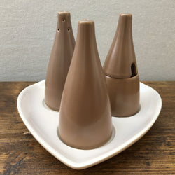 Poole Pottery Sepia & Mushroom Cruet Set - Small Cone Shape