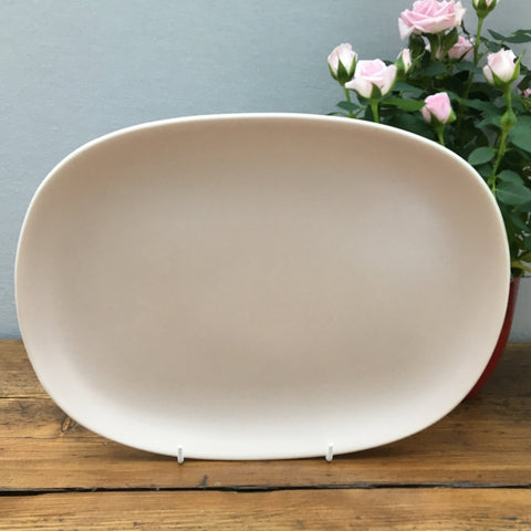 Poole Pottery Twintone Mushroom & Sepia Oblong Platter, 11.5"