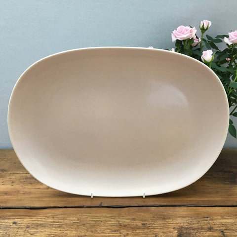 Poole Pottery Twintone Mushroom & Sepia Oblong Platter, 14"