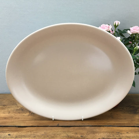 Poole Pottery Twintone Mushroom & Sepia Oval Platter, 14"