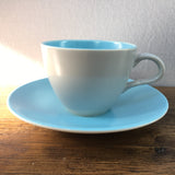 Poole Pottery Sky Blue & Dove Grey Coffee Cup & Saucer (Contour)