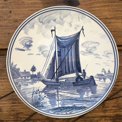 Poole Pottery Transfer Plate - Delft Blue - Sailing Boat