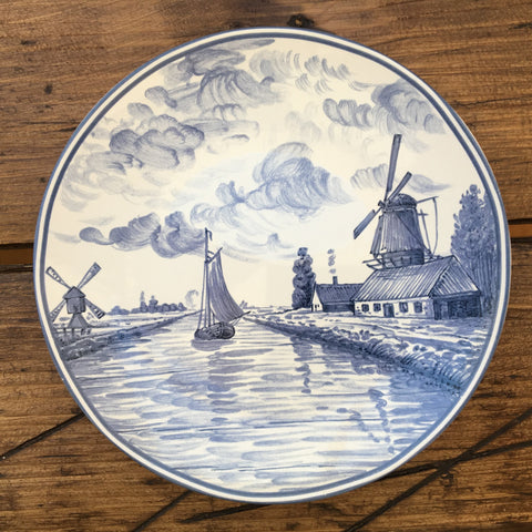 Poole Pottery Transfer Plate - Blue Delft - Windmill & Barn