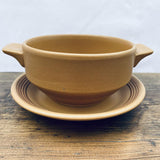 Purbeck Pottery Toast Lugged Soup Bowl & Saucer