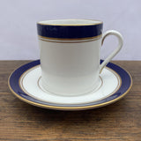 Royal Worcester Howard Cobalt Blue Gold Trim Coffee Cup & Saucer