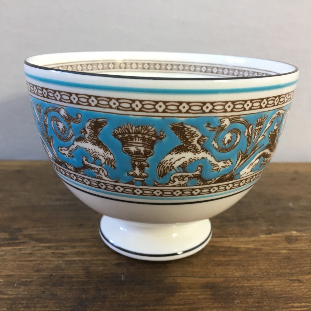 Wedgwood "Florentine (Turquoise W2714)" Footed Sugar Bowl, Footed MrPottery